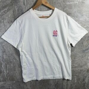 Saint Martin white cotton t-shirt with pink logo embroidered Adult Size XL